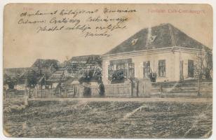 Csatószeg, Csík-Csatószeg, Cetatuia; Fő tér, Rákosy János üzlete és saját kiadása / main square, publisher's shop (EM)