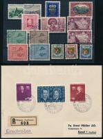 Liechtenstein kis tétel jobbakkal, közte 15 db bélyeg, 1 levél és egy kivágás blokkal