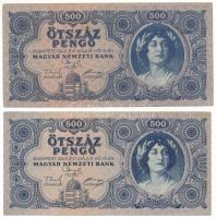 1945. 500P magyar "N" betű orosz "P" helyett + helyes szövegezésű támpéldány T:F szép papír Adamo P19h, P19