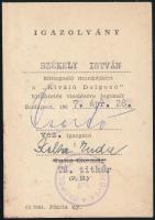 Csergő János (1920-1980) a Magyar Népköztársaság kohó- és gépipari miniszterének aláírása igazolvány...