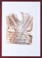 Tolnay Imre (1968-): Szavak sodra I., 2004. Litográfia, papír, jelzett, IV/VIII számozással. Üvegezett fakeretben. 38x26 cm