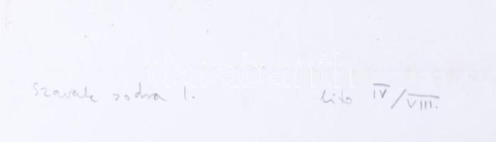 Tolnay Imre (1968-): Szavak sodra I., 2004. Litográfia, papír, jelzett, IV/VIII számozással. Üvegeze...