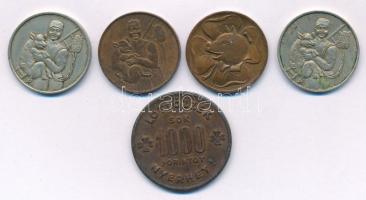 6db-os "BÚÉK/szerencsepénz" tétel, közte 1930 k. "Hozzon az új esztendő bort, búzát, ...