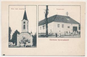Lipótvár, Újvároska, Leopoldov; Római katolikus templom, Postahivatal / Catholic church, post office (kis szakadás / small tear)
