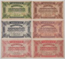 1946. 10.000AP + 50.000AP + 100.000AP + 500.000AP + 1.000.000AP (2xklf, sorszámos és sorszám nélküli) T:F-VG