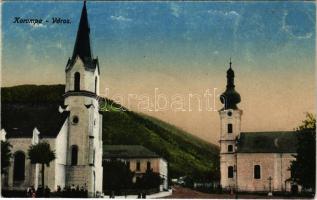 Korompa, Krompach; templomok, Balkányi Simon kiadása / churches (Rb)