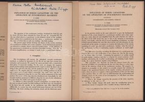 Csáki Frigyes (1921-1977) villamosmérnök, egyetemi tanár 2 db dedikált különnyomata: Influence of Se...