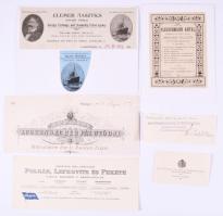 ca 1910-1930 6 db hajózással kapcsolatos reklám nyomtatvány, kivágás, részben kartonlapokon