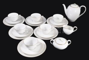 Hutschenreuther "Carolis Magnus" 21 részes vékony tejporcelán kávés készlet, jelzett, teljes, egyik aljon kis hibával.