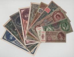 Vegyes 10db-os pengőtétel, benne: 5P + 10P + 50P + 1000P + 10.000P + 100.000P + 1.000.000.000P + 10.000MP + 100.000MP + 1.000.000.000MP T:vegyes