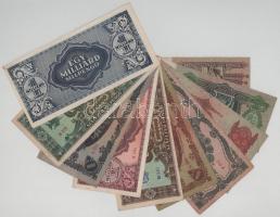 Vegyes 10db-os pengőtétel, benne: 5P + 10P + 50P + 1000P + 10.000P + 100.000P + 1.000.000.000P + 10....