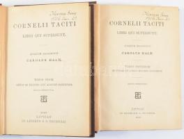 [Tacitus, Publius Cornelius] Cornelii Taciti libri qui supersunt. Iterum recognovit Carolus Halm. I-II. köt. Lipsiae [Lipcse], 1901-1905, B. G. Teubner, IV+373+[1] p.; 396 p. Latin nyelven. Átkötött félvászon-kötésben, tulajdonosi névbejegyzéssel.