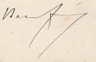 Bud János (1880-1950) pénzügyminiszter aláírása köszönőkártyán