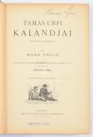 Twain, Mark: Tamás úrfi kalandjai. Regényes elbeszélés. Az ifjuság számára Hughes N. L. átdolgozása után ford.: Kürthy Emil. Bp., [1886], Révai, [2]+287+[1] p. Kiadói aranyozott, festett egészvászon-kötés, hiányzó hátsó szennylappal, tulajdonosi névbejegyzésekkel.