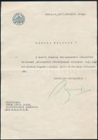 1937 Kecskeméthi Bornemisza Géza (1895-1983) kereskedelmi miniszter aláírása