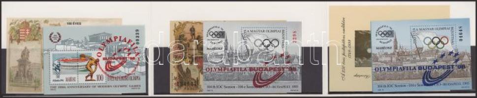 Emlékív kis tétel, közte blokkok, 2 borítékban és 2 papír tokban