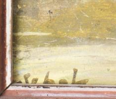 Scholz Erik (1926-1995): Erdő szélén. Olaj, farost, jelezve balra lent, hátoldalán Szőnyi István Alk...