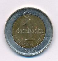 Törökország 2005. 1L technológiai hibás veret: 60 fokban elfordult hátlapi veret T:VF Türkiye 2005. 1 Lira technologial error: ~60 degrees of rotation on the back C:VF