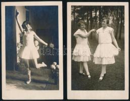 cca 1920 Kis balerinák, 2 db fotólap, 13,5×8,5 cm