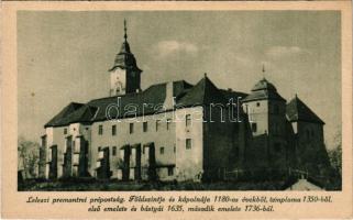 Lelesz, Leles (Újhely, Slovenské Nové Mesto); Premontrei prépostság földszintje és kápolnája az 1180-as évekből, temploma 1350-ből, első emelete és bástyái 1635, második emelete 1736-ból / abbey (EK)