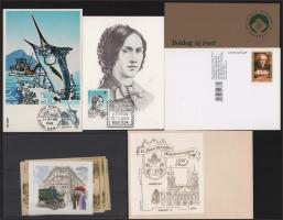 Főleg magyar küldemények, díjjegyesek, képeslapok, 1 blokk és néhány emlékív
