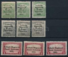 Nyugat-Magyarország V. 1921 9 db bélyeg Bodor vizsgálójellel (6.750)