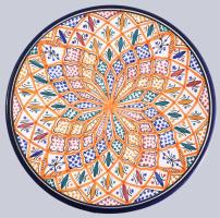 Arab mázas kerámia falitál, jelzett, d: 31,5 cm