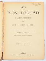 Veress Ignác (szerk.): Latin kézi szótár. I-II. köt. [Egy kötetben.] I. Latin-magyar rész. II. Magyar-latin rész. Bp., [1887]-1888, Lampel R., V+[1]+301+[3] p.; [4]+283+[1] p. Második, javított kiadás. Egészvászon-kötésben, kissé viseltes állapotban, sérült gerinccel, tulajdonosi névbejegyzéssel, az első 3 lap kijár.