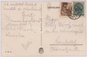 1943 Léva, Levice; Vármegyeháza, piac, Tóth Miklós üzlete. Hadjú foto / county hall, market, shops