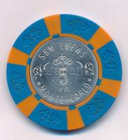 Monaco 1970 k. 5Fr műanyag-fém kaszinózseton "SBM Loews - Monte-Carlo" T:XF
Monaco cca. 1...