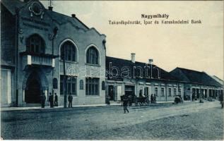 1915 Nagymihály, Michalovce; Takarékpénztár, Ipar és Kereskedelmi Bank, Lichtig Hermann üzlete. Ifj. Grünfeld Mór kiadása / savings bank, shops (EK)