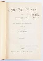 [Anne-Louise-Germaine de Staël] Frau von Staël: Ueber Deutschland. Mit Einleitung und Anmerkungen deutsch von Robert Habs. I-II. köt. [Egybekötve.] Leipzig, é.n., Philipp Reclam jun., 484 p.; 436 p. Német nyelven. Félvászon-kötésben, jó állapotban, tulajdonosi névbejegyzéssel.