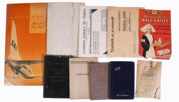 Vegyes papírrégiség tétel, reklámok, újságok a háború előttről + 2 db hanglemez