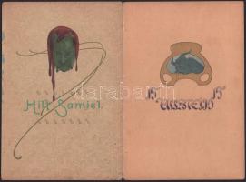 3 db dombornyomott szecessziós könyvborító tev, dombornyomott, rajta ördög fejek 17x24 cm