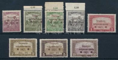 Nyugat-Magyarország VIII. 1921 8 klf bélyeg Bodor vizsgálójellel (14.800)
