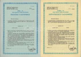 19(...) Szerencs "Lenin Mg. Termelőszövetkezet" szövetkezeti vagyonrész 10.000Ft-ról, kitöltetlen + "Lenin Mg. Termelőszövetkezet" vásárolt vagyonjegy 10.000Ft-ról, kitöltetlen + "Lenin Mg. Termelőszövetkezet" ingyenes vagyonjegy 1000Ft-ról, kitöltetlen T:AU