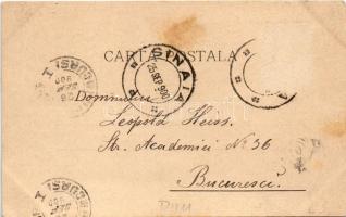 1900 Sinaia, Vedere generala, Monastirea / general view, monastery. Carol Müller Art Nouveau, floral...