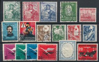 1948-1955 9 klf teljes német kiadás, köztük 3 sor is, összesen 17 db bélyeg (Mi EUR 109.-)