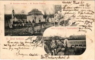1904 Bród, Nagyrév, Szlavónbród, Slavonski Brod, Brod na Savi; Tvrdjava, Ulaz u tvrdjava / Sl. Broder Festung, Festungstor / erőd, kapu / fortress, gate. Art Nouveau, floral (EB)