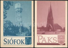 ca 1990 Siófok és Paks térkép, reklámokkal