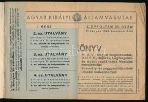 Magyar Királyi Államvasutak Hivatalos Menetrendkönyv. Téli II. kiadás. Érvényes 1943 december 6-tól....