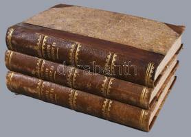Horváth Mihály: Huszonöt év Magyarország történelméből 1823-1848. I-III. kötet. Bp.,1868,Ráth Mór, XVI+461+3 p.; VII+466 p; VII+508 p. Második kiadás. Horváth Mihály (1809-1878) címzetes csanádi püspök, a szabadságharc vallás- és közoktatásügyi miniszterhelyettese, emigráns történész. Alapvető reformkori politikai áttekintése először svájci száműzetése idején jelent meg, a munka néhány évvel később Magyarországon is napvilágot látott. A nemzeti szabadelvű szellemben megírt dolgozat mindenekelőtt politikai természetű - a belpolitikai fordulatait tárgyalja a reformkor kezdete előtti évektől a forradalomig, benne pedig kormány és ellenzék éppen aktuális oppozícióját éppúgy, mint a nagyobb horderejű reformok megvalósulásának folyamatát, nem feledkezve el az országon belüli nemzetiségi széthúzás kérdéseiről sem. A címlapokon szentkirályszabadjai Karsa Ferenc (1827-1915) 1848-as honvéd hadnagy, Görgey Artúr parancsőrtisztje, árvaszéki elnök névbejegyzésével. Korabeli aranyozott gerincű félbőr-kötések, kopott, foltos borítókkal, az I. kötet hátsó borítója foltos, és a táblán a papírborítás szakadt, valamint a hátsó tábla vetemedett, a 3. kötet gerincének alján a bőr kissé hiányos, de belül alapvetően jó állapotban.