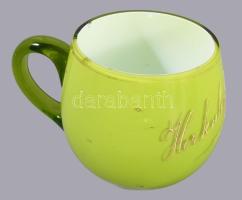 cca 1900 Herkulesfürdő kétrétegű emlékpohár, feliratos, pattogzásokkal, m: 8,5 cm