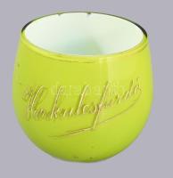 cca 1900 Herkulesfürdő kétrétegű emlékpohár, feliratos, pattogzásokkal, m: 8,5 cm