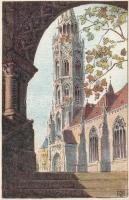 Ungarische Werkstätte Budapest Mátyás church litho