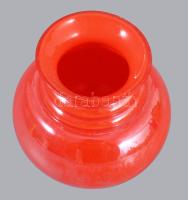 Jean Beck München szecessziós irizáló vörös váza, jelzett, m: 7,5 cm