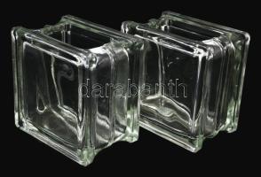 Brutalista stílusú hasábváza pár, hibátlan, 12x11x8 cm