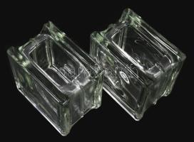 Brutalista stílusú hasábváza pár, hibátlan, 12x11x8 cm