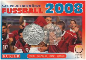 Ausztria 2008. 5E Ag "Labdarúgó Európa-bajnokság" eredeti karton díszlapon T:UNC Austria 2008. 5 Euro Ag "UEFA Euro 2008" in original cardboard packing C:UNC Krause KM#3163