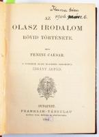 Kolligátum az Olcsó Könyvtár füzetekből, 2 kötet:  Berzsenyi Dániel versei. A költő életrajzával Toldy Ferencztől. 7. kiadás. Hozzákötve: Szigeti veszedelem. 9. kiadás. Bp., 1901-1905, Franklin, 268+4;+302 p. Átkötött aranyozott gerincű félvászon-kötés.;  Fenini Caesar: Az olasz irodalom rövid története. Ford.: Zigány Árpád. Hozzákötve: A latin irodalom története. Összeáll.: Occioni Onorato. Ford.: Kiss Ernő.  Bp., 1894-1899,Franklin, 171+1;+412+4 p. Átkötött aranyozott gerincű félvászon-kötés.;